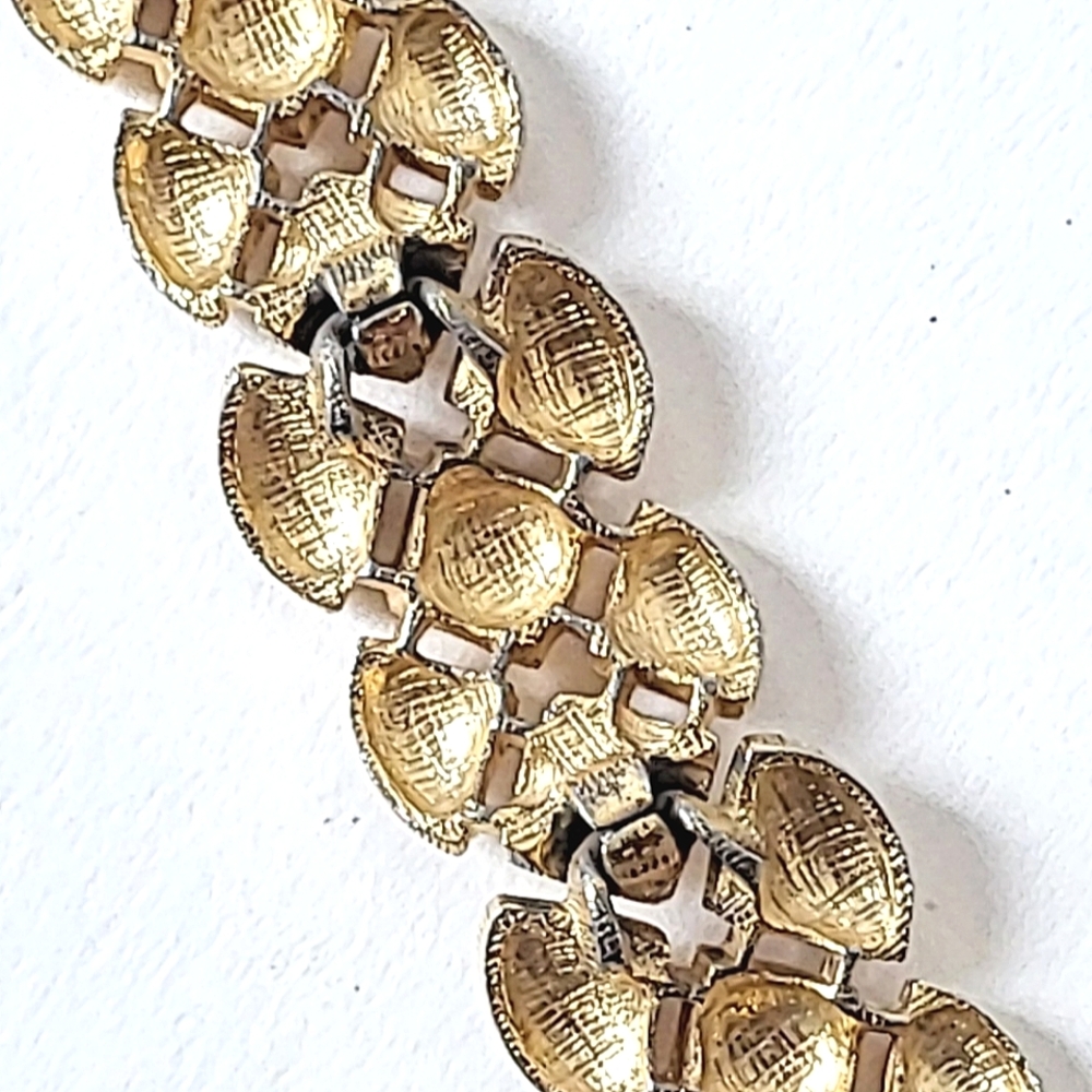 EMMONS VINTAGE BRACELET & CLIP EARRINGS SET DEMI-PARURE GOLDTONE - Picture 9 of 12